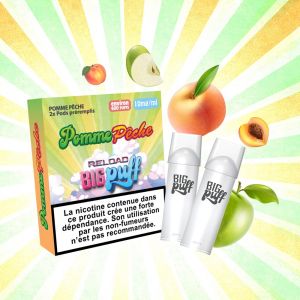 Recharge X2 Big Puff pomme pèche 10 mg nicotine