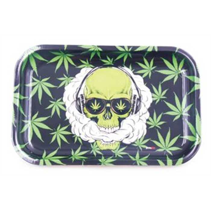 62081-PLATEAU ROLLING TREY SKULL SMOKING 28,5x19 cms